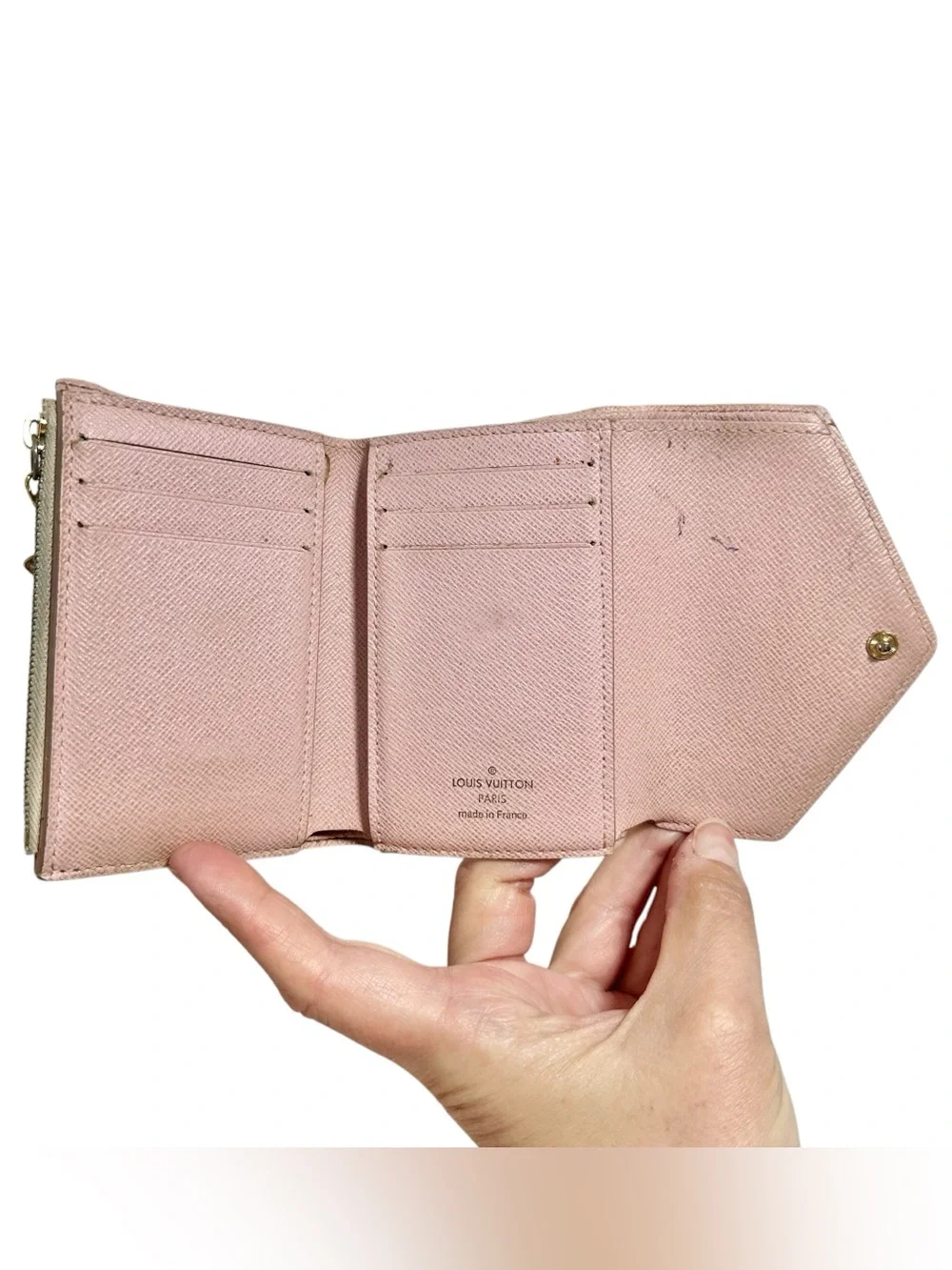 Louis Vuitton Damier Azur Victorine Leather Trifold Compact Wallet